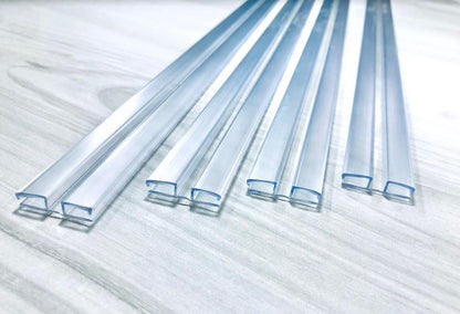 Clear PVC H-Style LIVING HINGE for 3/16" (4.5mm) or 1/8" (3mm) Material: Flexible Friction Dependent System for Plexiglass, Acrylic & More (4 inch,  4 Pack)