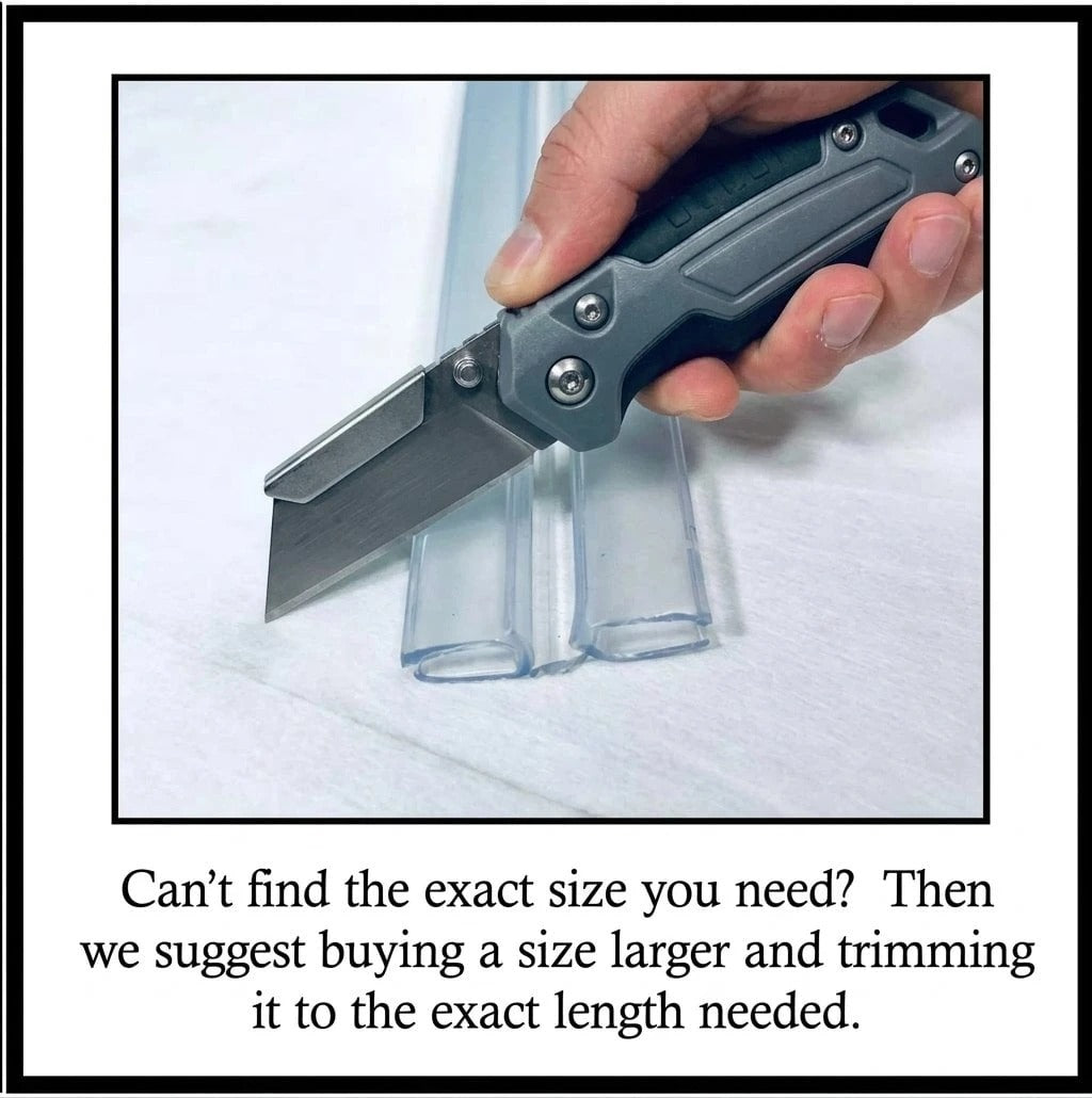 Trimming a living hinge to length with a heavy-duty utility knife. Can't find the exact size? Buy a size larger and cut it down.
