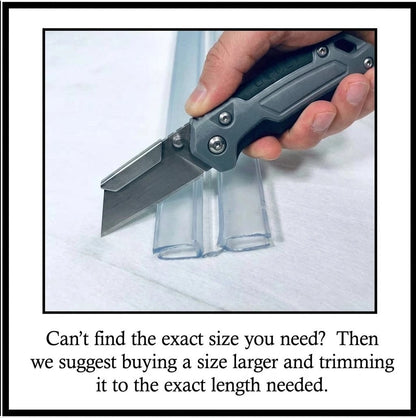 Trimming a living hinge to length with a heavy-duty utility knife. Can't find the exact size? Buy a size larger and cut it down.
